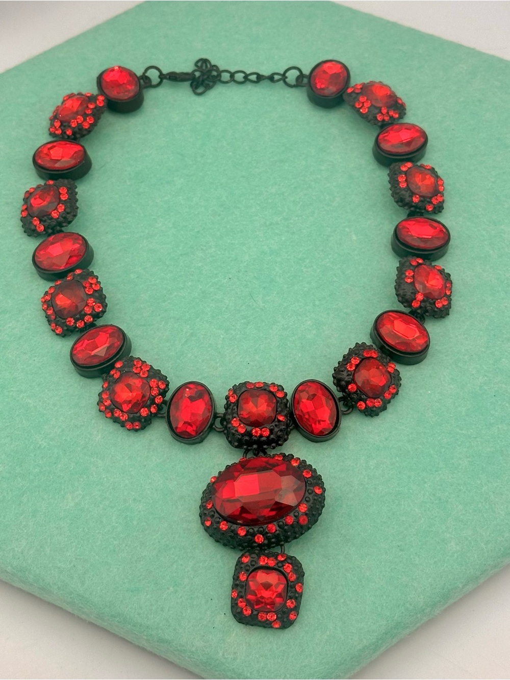 Red Crystal Gothic Romance Statement Necklace